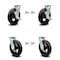 Service Caster 8 Inch Rubber on Steel Caster Set with Roller Bearings 4 Swivel Lock 2 Brake SCC SCC-30CS820-RSR-TLB-BSL-2-BSL-2 - alternate 1